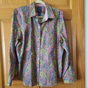 Top, Chaps Classics No Iron Paisley Blouse, XL